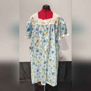 New Vintage Moon Dance Blue Floral House Dress Size 3X